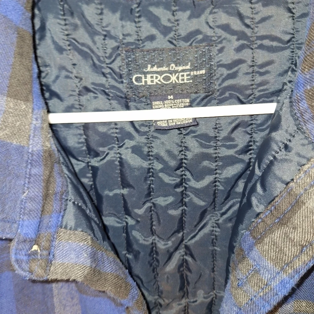 Cherokee Men's Flannel Jacket Blue Black Gray Medium